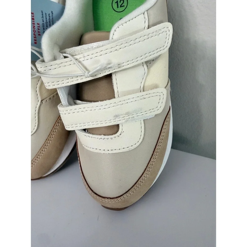 Cat & Jack Sneakers Toddler 12 Beige Tan Hook Loop Athletic Shoes NWT